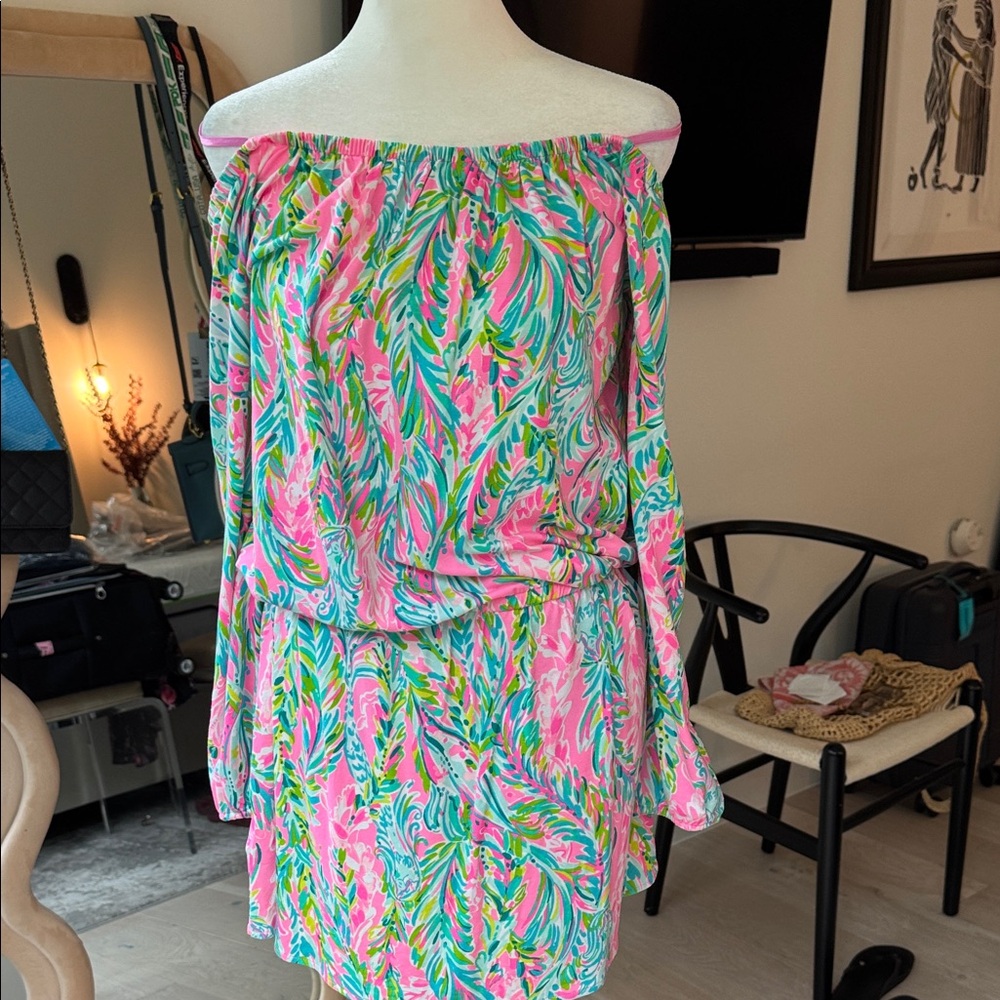 NWT Lily Pulitzer Off-Shoulder Tropical Print Skort Dress